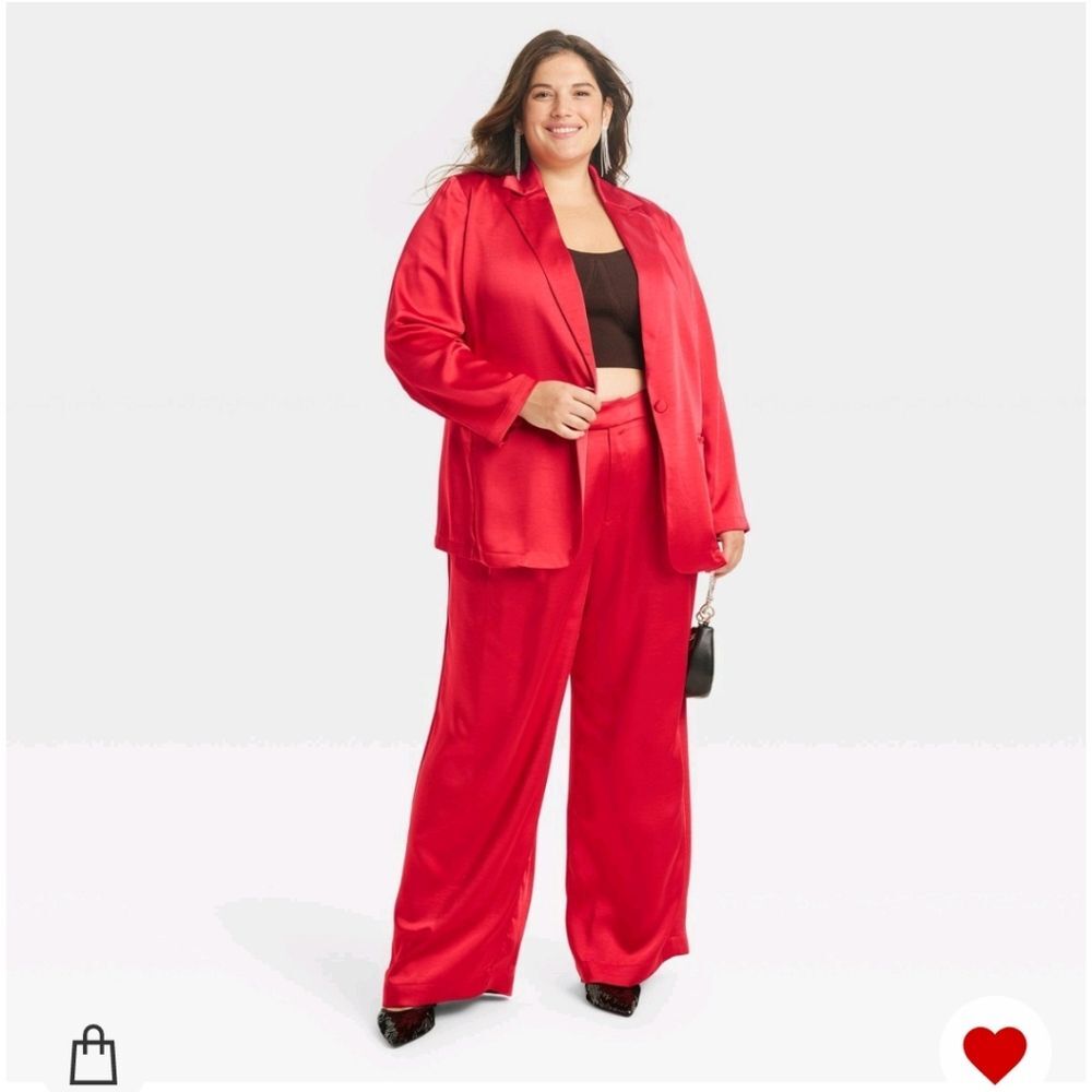 🆕️ A New Day NWT 26 Red High-Rise Wide Leg Satin Pants Party - Picture 13 of 15